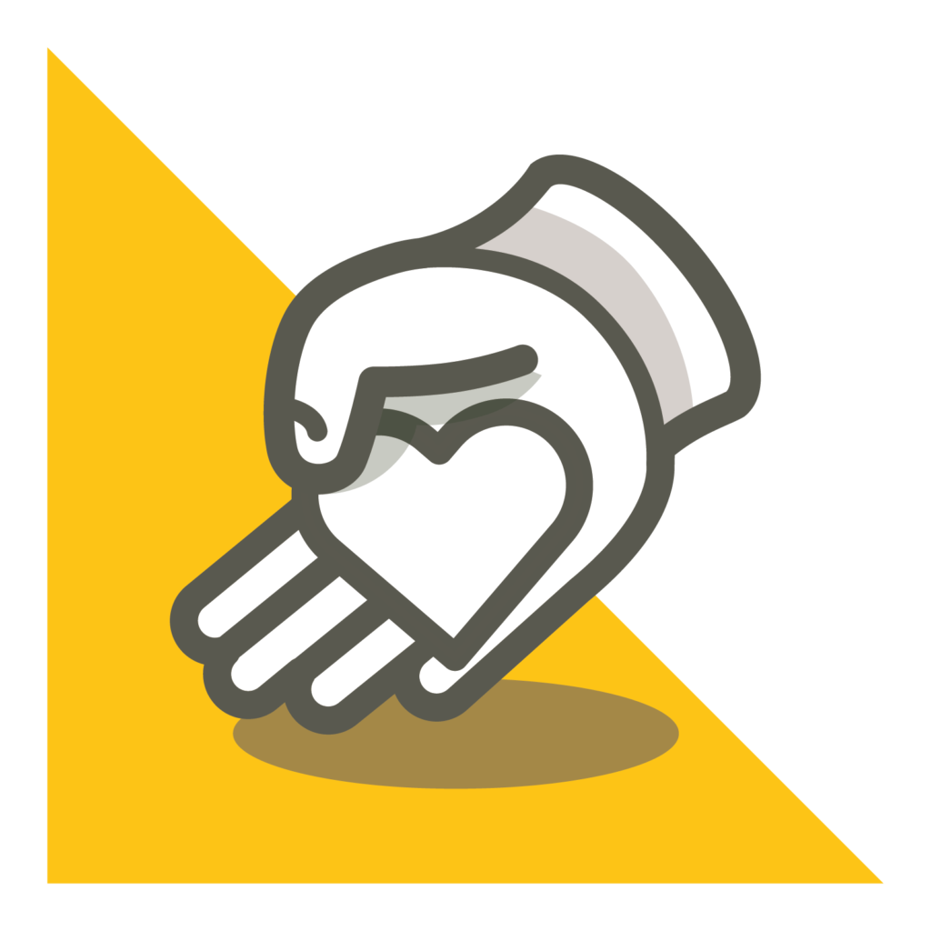 Hand holding heart graphic