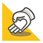 Hand holding heart graphic