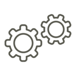 An icon of 2 gears, representing a settings function.