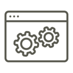 An icon of gear settings displayed on a screen.
