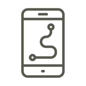 An icon of a GPS tracker on a phone.
