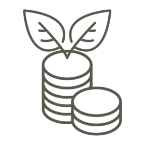 A stack of money with a growing plant on top.