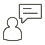 An icon of a person with a speech bubble.