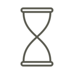 An icon of an hourglass, representing time.