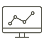 An icon of an upwards chart on a computer screen.