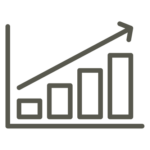 An icon of a chart in an upwards trend.