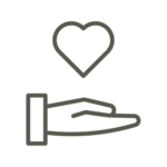 An icon of a heart on a hand.